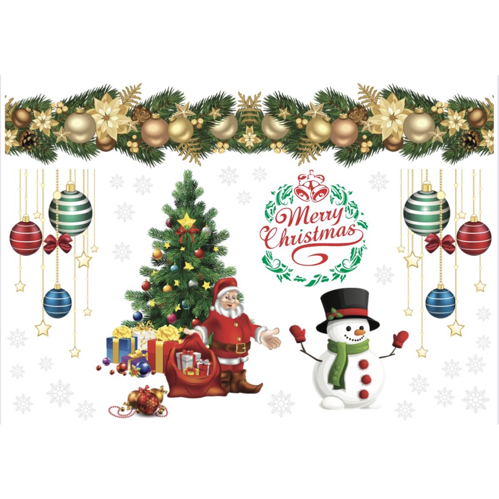 Decal trang trí noel dán kính dán tường MẪU 12