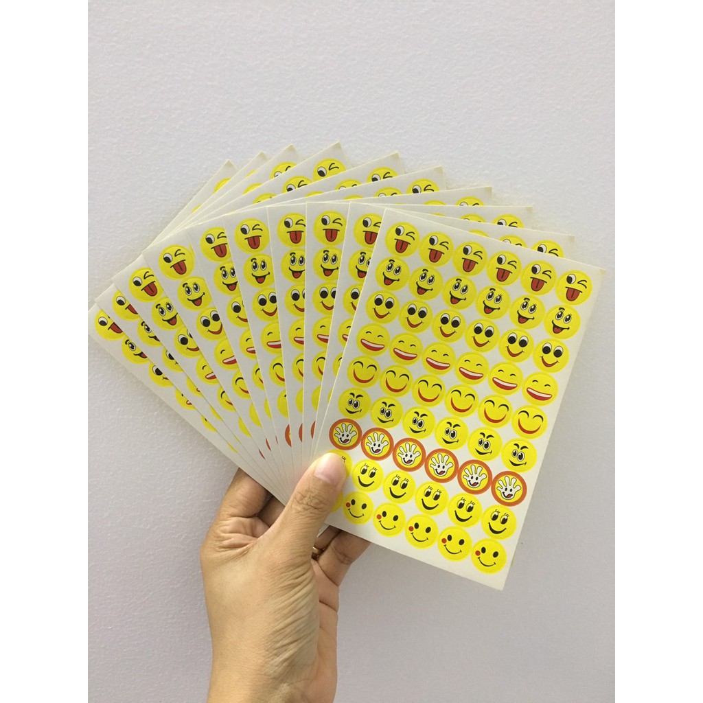 Set 10 túi sticker hình mặt cười dễ thương trang trí Scrapbook cho bé