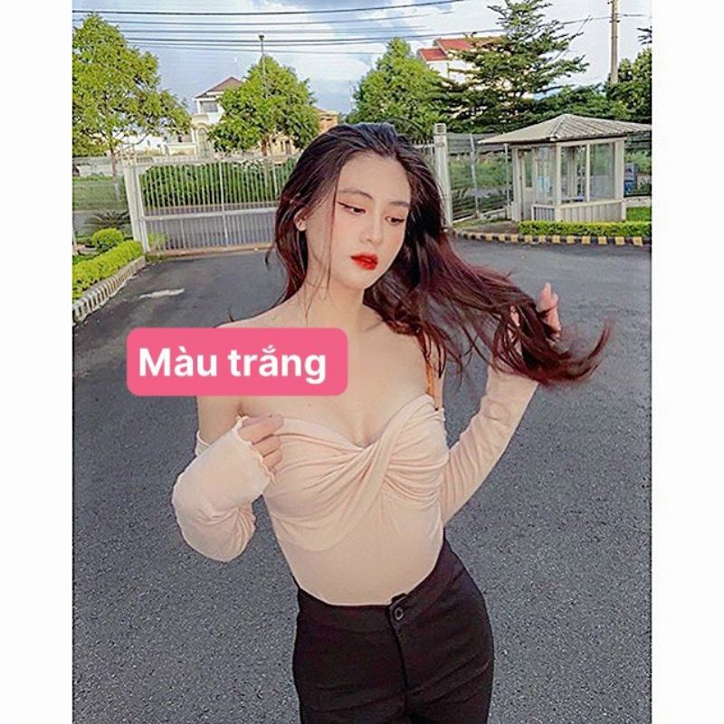 Áo cut out cúp ngực có mút tay dài thun gân alohashop91