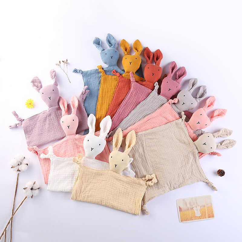Baby Pure Cotton Vải Làm dịu Khăn Cho Bé Ngủ Búp Bê Con Thỏ Khăn Tay Dịu Nhẹ Đồ Chơi Làm Dịu