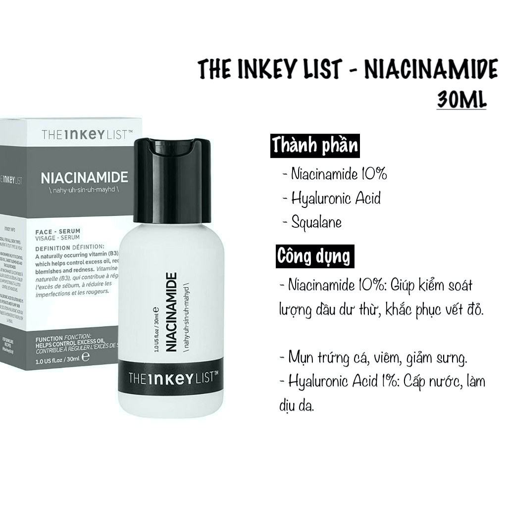 Tinh Chất Ngăn Ngừa Mụn, Giảm Thâm The Inkey List Niacinamide 30ml