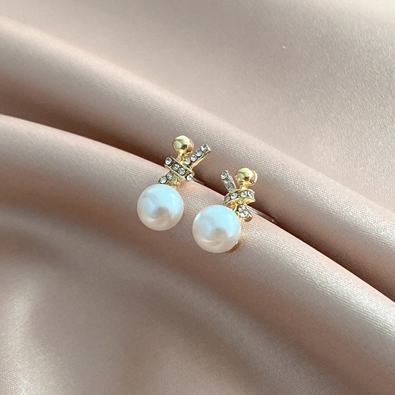 Khuyên tai hạt trai bạc 925 mạ vàng độc đáo lạ mắt trẻ trung sang trọng