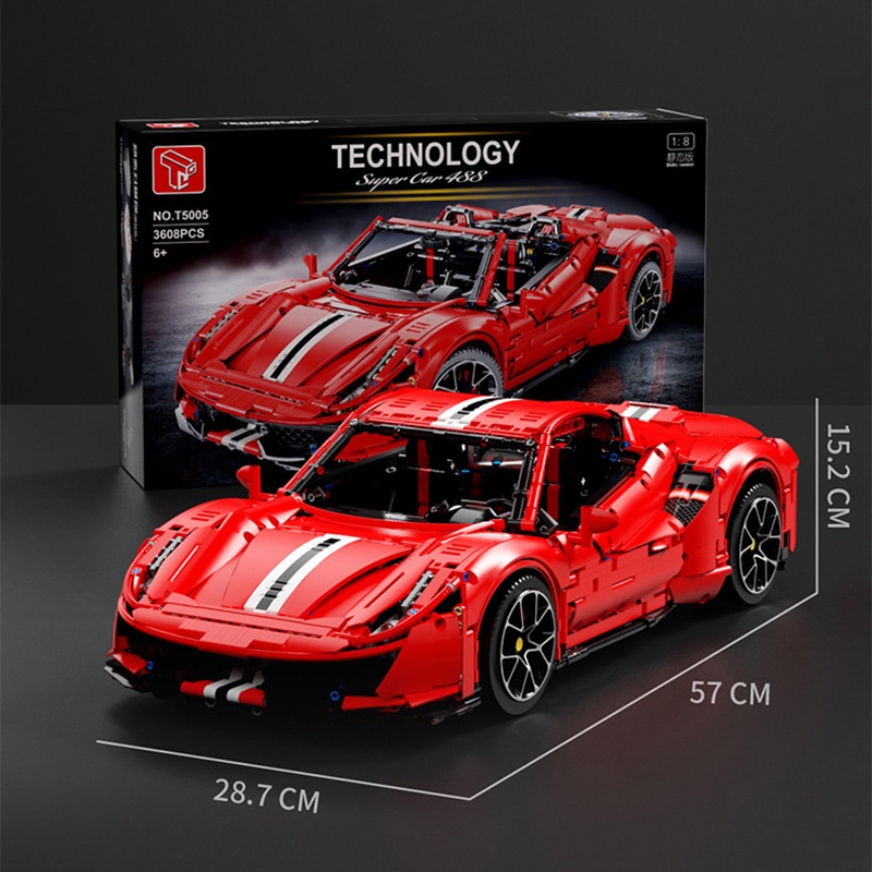 Đồ chơi Lắp ráp Mô hình Siêu xe MOC Technic Master Italian Super-Car 488 Lamborghinis Racing Car T5005