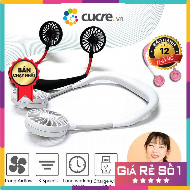 Quạt USB vòng cổ sạc tích điện Phối màu thiết kế thông minh | BigBuy360 - bigbuy360.vn