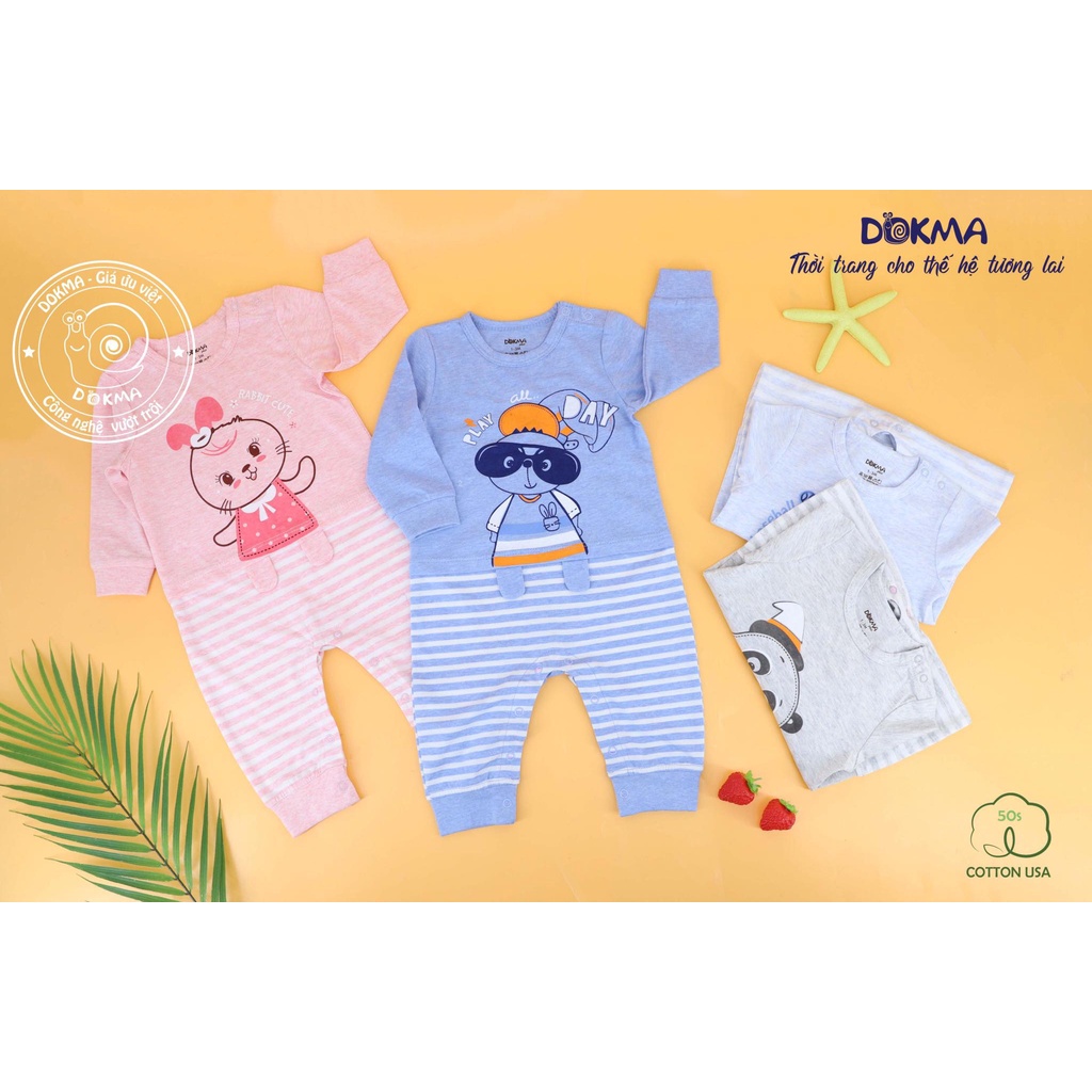 (3-10kg) Body dài tay cho bé trai bé gái Dokma chất cotton cao cấp