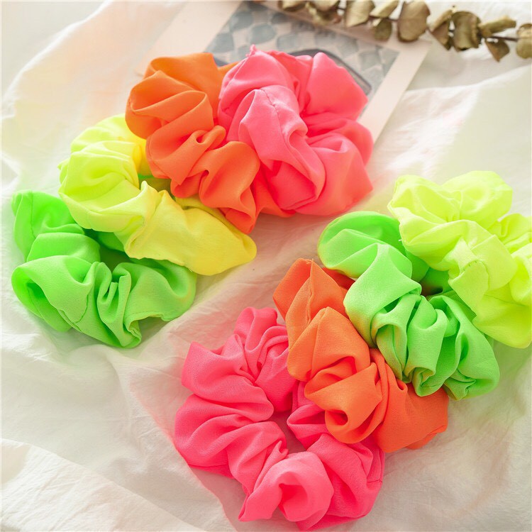 Scrunchies Cột Tóc Vải Huỳnh Quang Độc Đáo A505