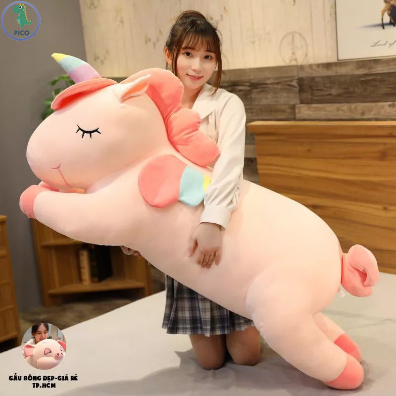 Gấu bông kỳ lân Unicorn - Kỳ lân hồng - Pony 50cm- 80cm- 1m -1m2