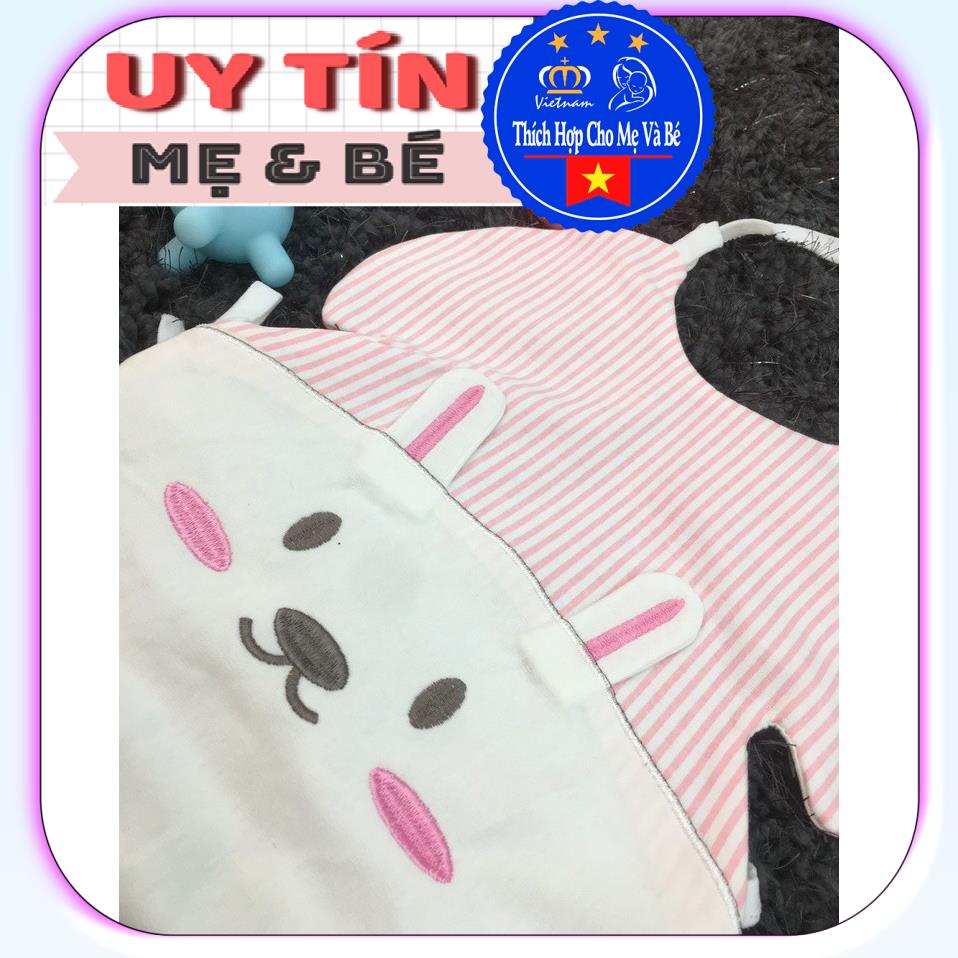 Yếm ăn cotton cho bé từ 0-2 tuổi 2 lớp (2 cái) 2614, 2610, 2621,  chất liệu cotton 100% ,thương hiệu Aiueo Nhật Bản