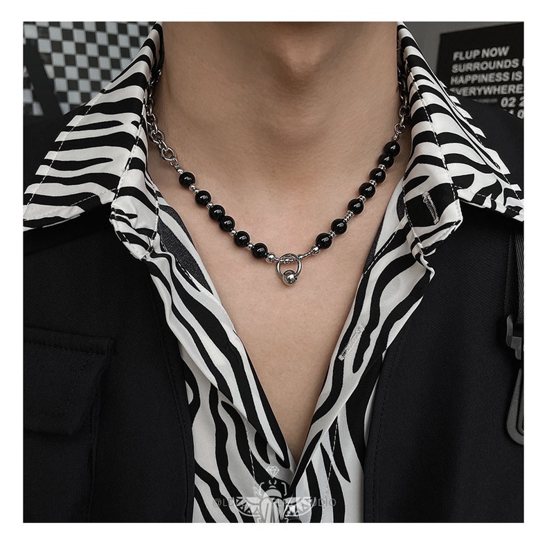 Vòng cổ Chuỗi Hạt Đen Thiết Kế Đơn Giản Thời Trang Mới 2022 Cho Nam