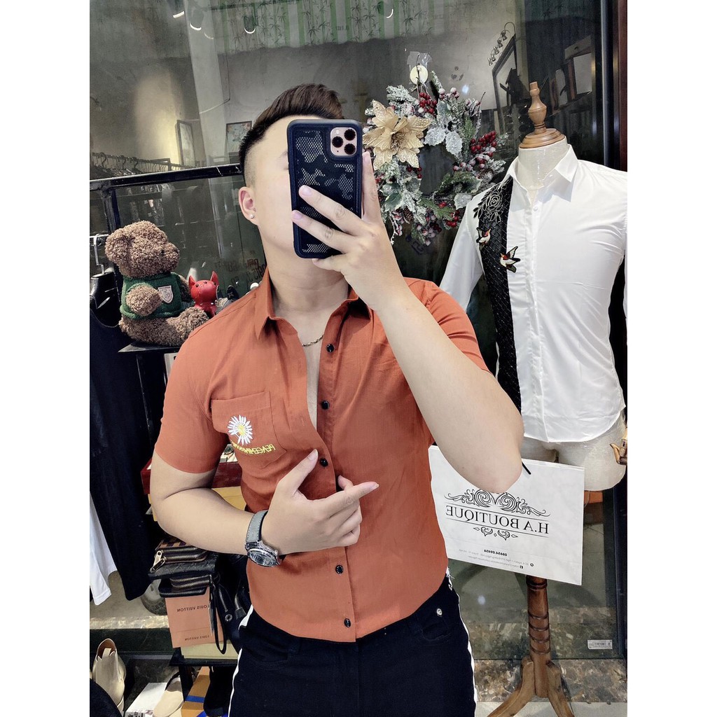 (HÌNH THẬT) Áo sơ mi nam ngắn tay thêu cao cấp chuẩn soái ca sd888 | BigBuy360 - bigbuy360.vn
