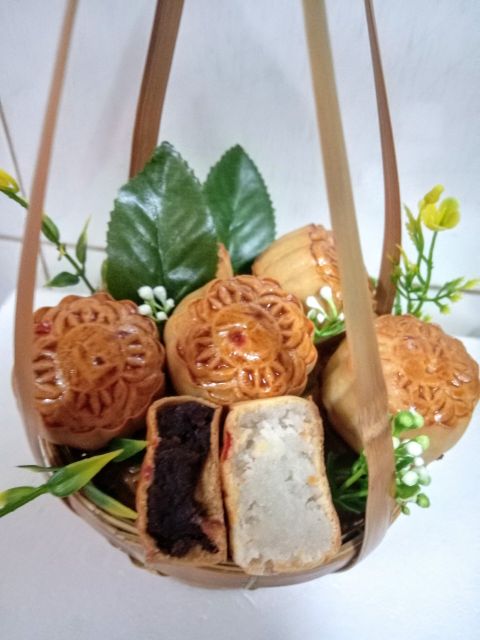 30 bánh nướng mini 35g nhân đậu xanh dừa môn mè đen
