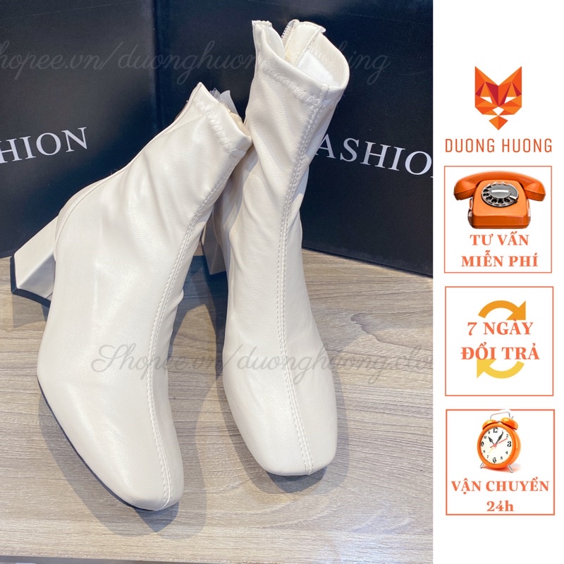 Bốt Nữ Da Mềm Cao Gót, boots Nữ Cổ Ngắn Hàn Quốc Siêu Êm Ôm Cổ Chân Đủ Size Duonghuong.clothing - Hàng nhập khẩu