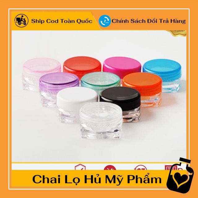 Hủ Đựng Kem ❤ TOP GIÁ RẺ ❤ 100 Hũ chiết mỹ phẩm 3g vuông đựng kem , , phụ kiện du lịch