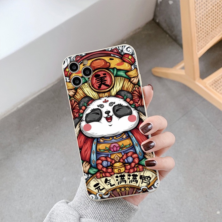 Ốp iphone cạnh vuông GẤU TRÚC thần tài cho ip 6/8/7/plus/x/xr/xsmax/12 pro max/11pro max/13 pro max-nt068