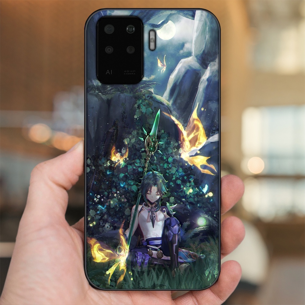 Ốp lưng Oppo A94 viền đen in hình Xiao Genshin Impact