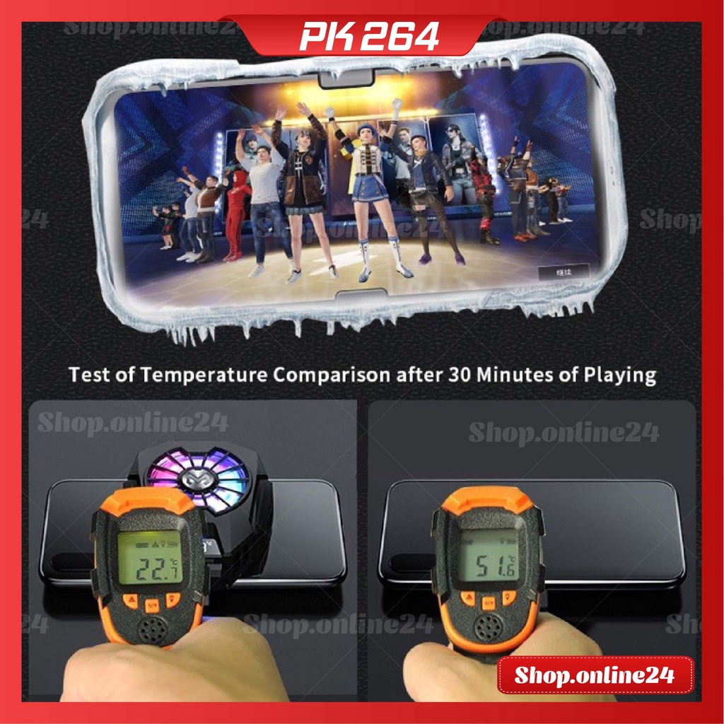 Quạt tản nhiệt điện thoại sò lạnh MEMO DL05/FL05/G6 chơi PUBG FF ROS Siêu lạnh, hiển thị nhiệt độ, LED RGB, Kẹp 2 chiều