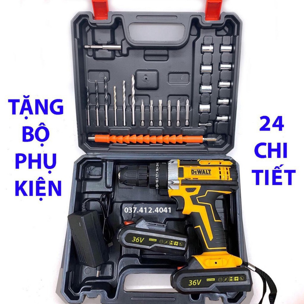 máy khoan pin dewalt 36v ( SIÊU KHỎE , BỀN BỈ ) LOẠI 1 khoan tường khoan bê tông,khoan sắt 3 chức năng