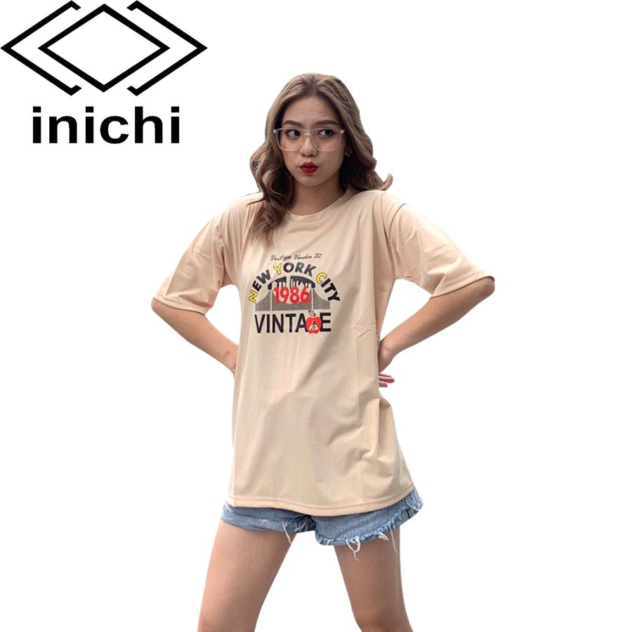 Áo thun tay lỡ form rộng INICHI A597 phong cách Unisex cho cả nam nữ in chữ VINTAOE