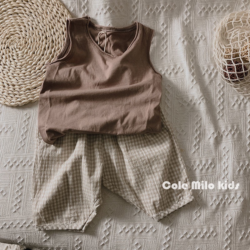 MNGRL Áo ba lỗ Cotton Thời Trang Quần áo Trẻ Em Mùa Hè Hàn Quốc Cho Bé Trai Bé Gái