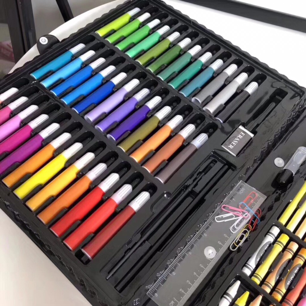 Bộ hộp bút màu 150 món cho bé tô màu - hộp màu 150 chi tiết cho bé vẽ tranh