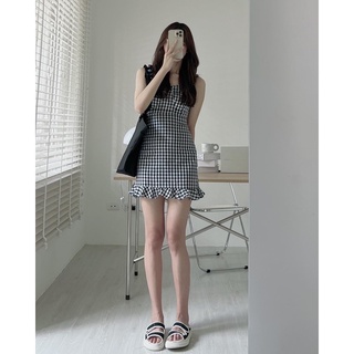 V7003 Váy cúp buộc dây nơ lưng Audrey