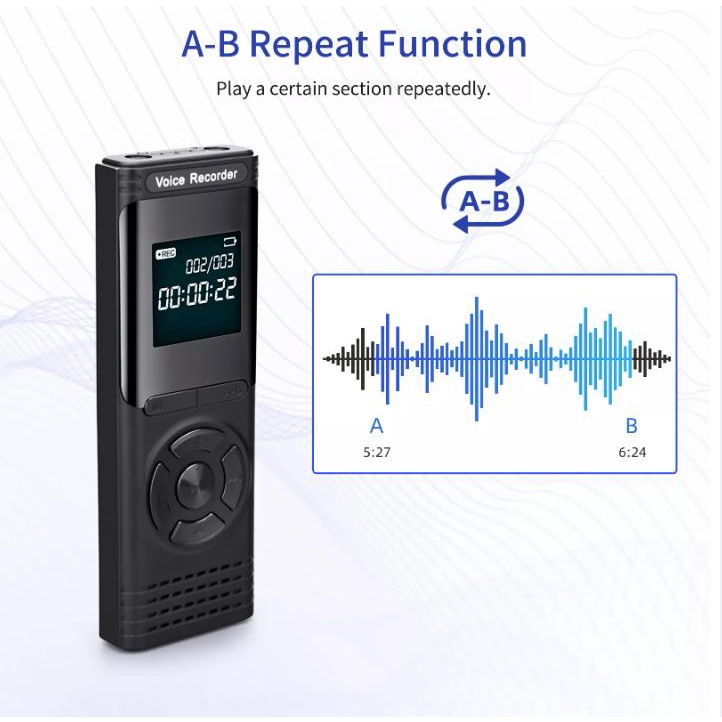 Máy Ghi Âm Kỹ Thuật Số 32GB - Kích Hoạt Bằng Giọng Nói, Nghe Nhạc MP3- Máy Ghi Âm GA902