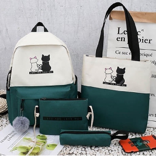 Ba lô nữ Amon, Set 4 món balo ví túi nữ đường may đẹp chống thấm nước mẫu A25