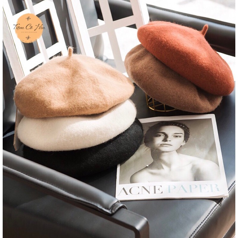 Mũ nồi beret dạ Tiệm Cô Hìn làm từ vải dạ đẹp dày mịn có dây điều chỉnh độ rộng nhiều màu sắc ship 1h lỗi 1 đổi 1