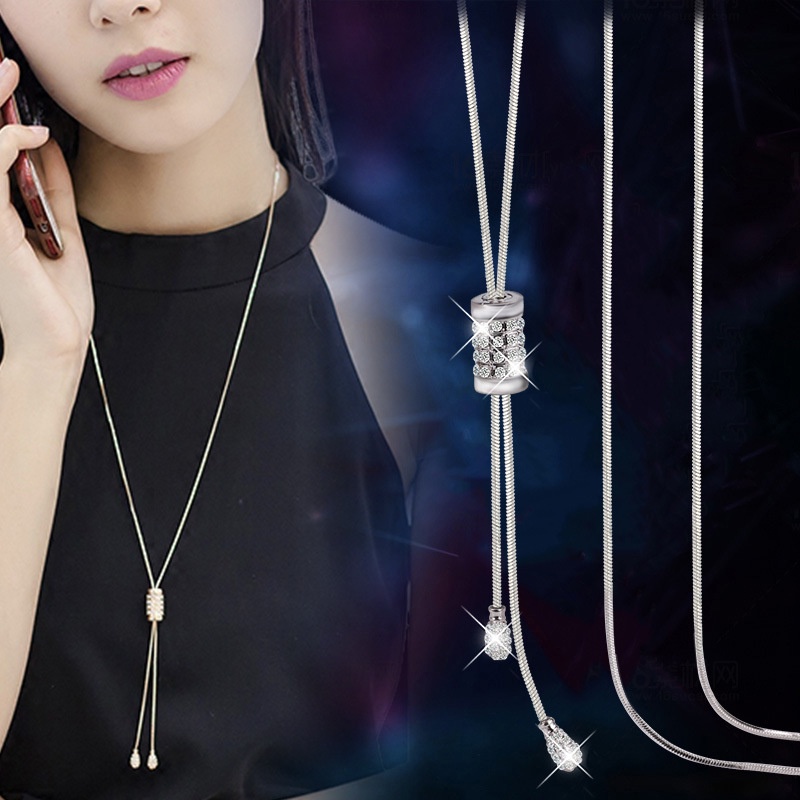 Dây chuyền ETRENDY dáng dài mặt tua rua đính đá nhân tạo dễ phối đồ thời trang đơn giản thanh lịch dành cho nữ