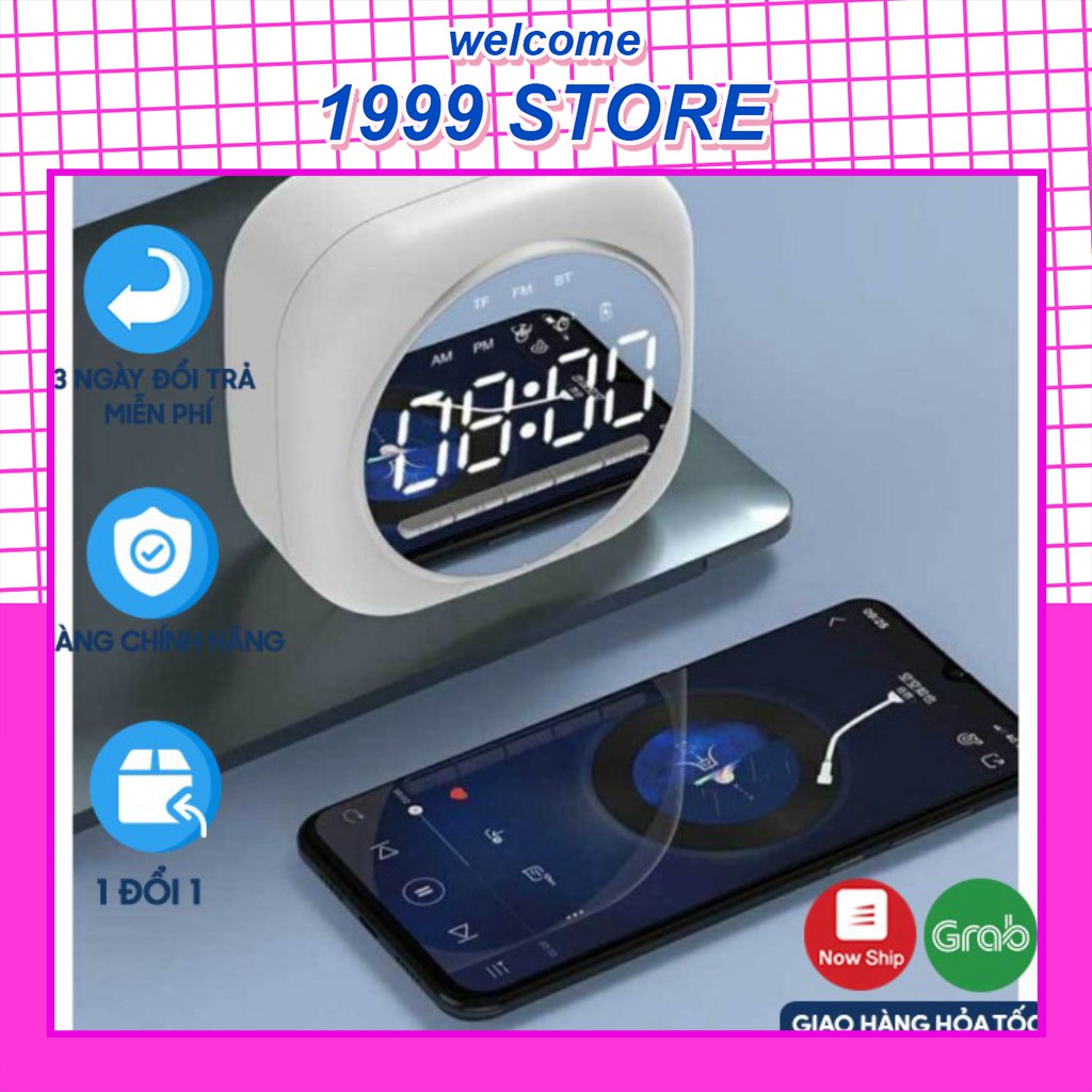 [Mẫu Mới Nhất 2020]Loa Bluetooth Q12 Đài FM Tích Hợp Đồng Hồ Báo Đài FM Màn Hình Tráng Gương