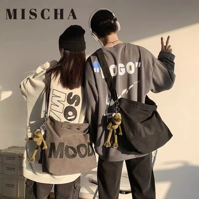 Mischa Túi Đeo Chéo Vai Vải canvas Hình Vuông Cỡ Lớn Phong Cách retro Đơn Giản Dễ Phối Đồ Thời Trang unisex