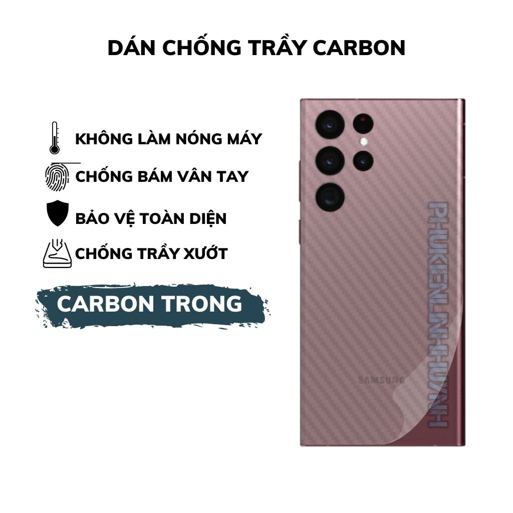 Samsung S22 Ultra_Dán Film Carbon mặt lưng chống trầy, không bám vân tay