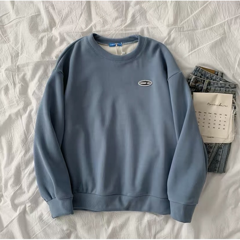 SWEATER logo CHERRY AKA lót nỉ bông đơn sắc basic | BigBuy360 - bigbuy360.vn