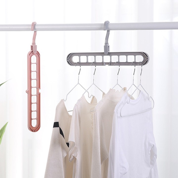 Móc treo quần áo 9 ô xoay 360 độ tiết kiệm không gian, nhỏ gọn dễ xếp gọn trong tủ, kệ quần áo