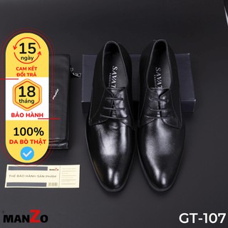 [DA BÒ THẬT] Giày công sở dây buộc tăng chiều cao - Giày nam da bò thật - Bảo hành 12 tháng - GT 107 Manzo store