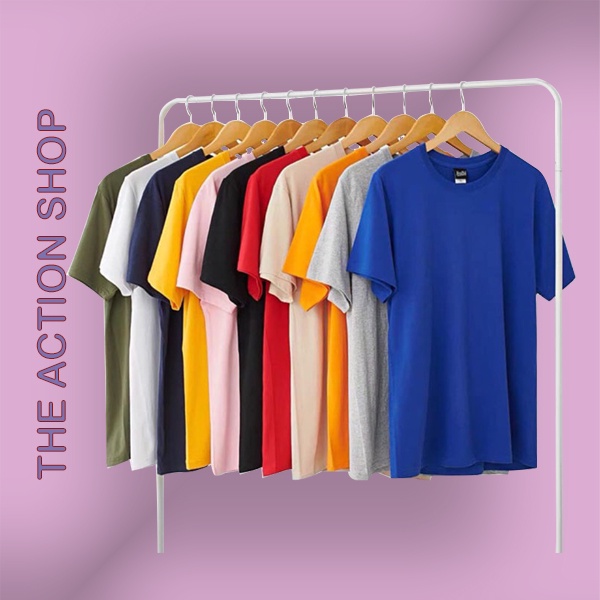 Áo thun trơn basic phông unisex tee nam nữ tay ngắn cổ tròn thun cotton 4 chiều dày dặn ATT1 Bin Action