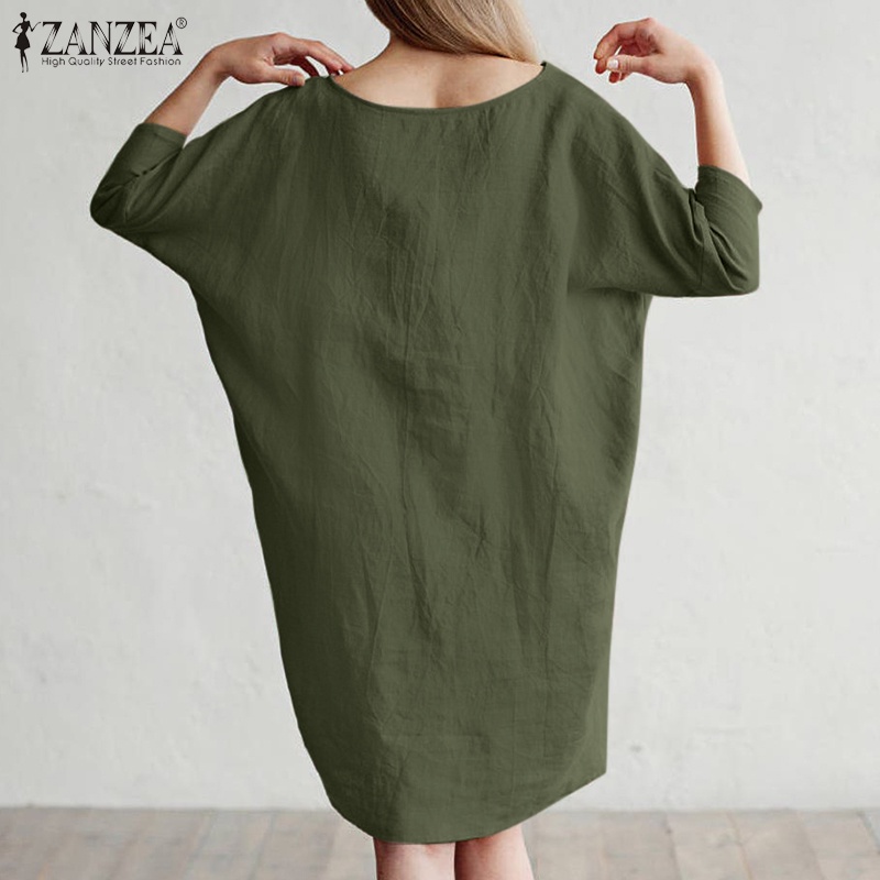 Đầm dài Zanzea tay lửng có túi bên phong cách cá tính