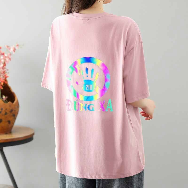 Áo thun unisex tay lỡ chất cotton mặc hè in phản quang mặc cặp mặc đôi đều đẹp