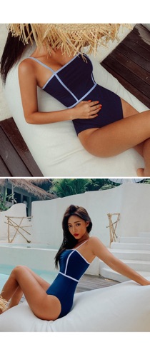 Bikini 1 mảnh xanh sọc trắng