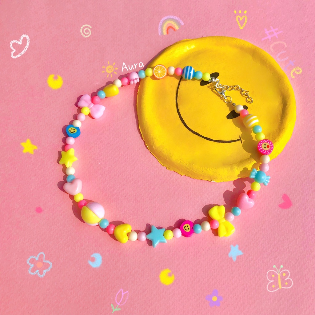 Vòng cổ Hoa mix Nơ Pastel cute Handmade  Aura