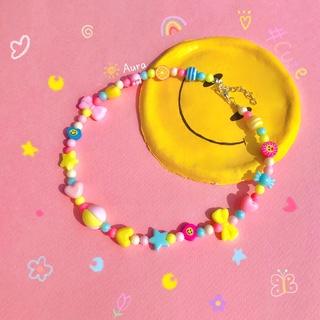 Vòng cổ nhấn Nơ màu sắc cute Handmade thiết kế Aura
