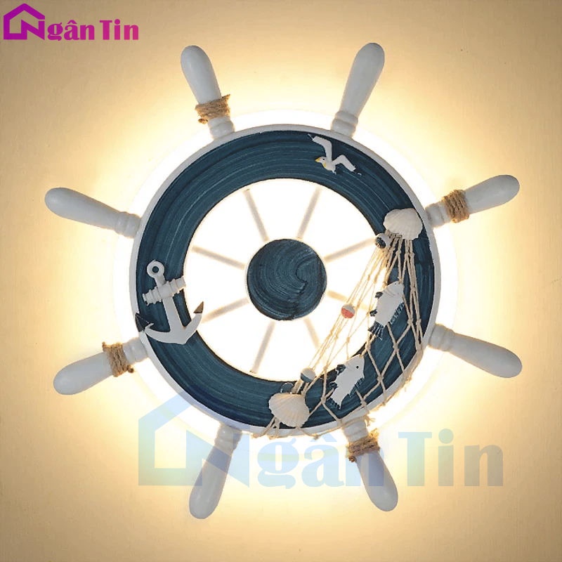 Đèn Led treo tường ốp tường hình bánh lái thuyền trang trí trong nhà cầu thang 8W Led 3 chế độ màu VK14 Ngân Tin