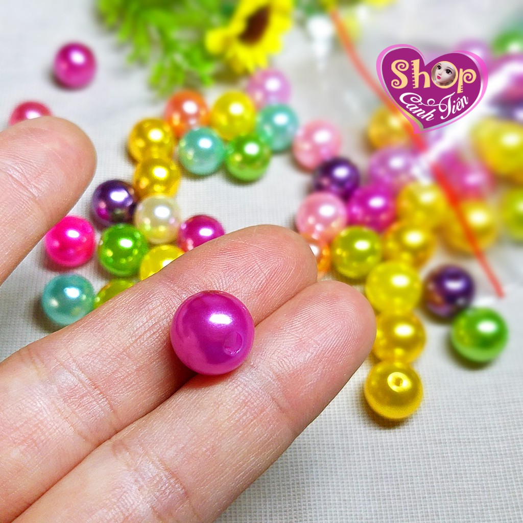 50g Hạt Giả Trai Size lớn 10mm, 12mm nhiều màu sáng bóng đẹp Trang trí Thủ công