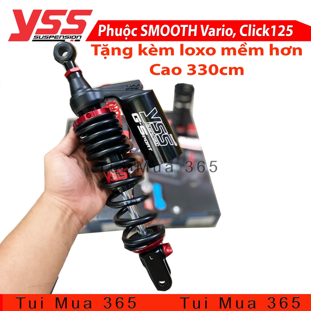 PHUỘC YSS SMOOTH G-SPORT Click/Vario/Vision/Lead/SH Mode (Đen) Tặng kèm lò xo mềm hơn
