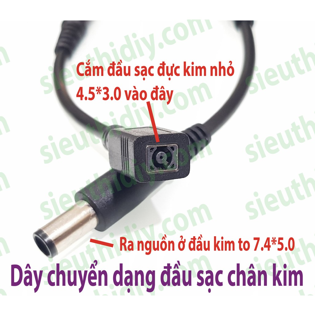 Đầu chuyển chân kim to Dell, HP 7.4*5.0mm sang kim nhỏ 4.5*3.0mm