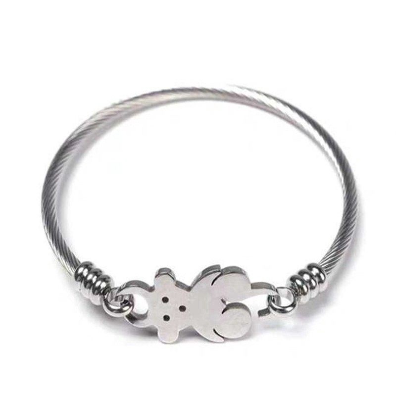 Vòng Tay Thép Titan Mặt Hình Gấu Dễ Thương Thời Trang Dành Cho Cặp Đôi 23104