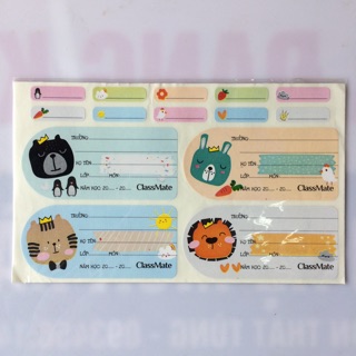 Nhãn vở ClassMate nhiều mẫu (giao mẫu ngẫu nhiên)