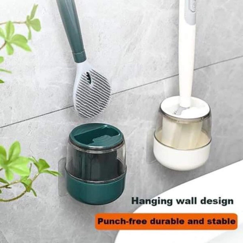 CHỔI CỌ TOILET BẰNG SILICON CÓ BÌNH CHỨA XÀ PHÒNG TIỆN DỤNG