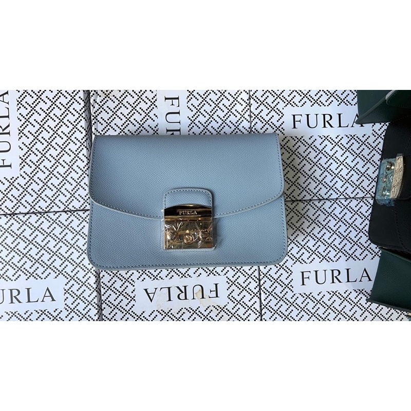 Túi furla da thật size 21 màu xanh da trời