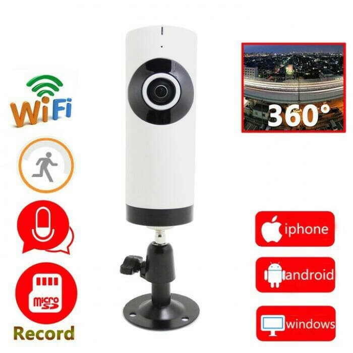 Camera Ip Wifi Không Dây Panoramic Xoay 360 Độ 720p